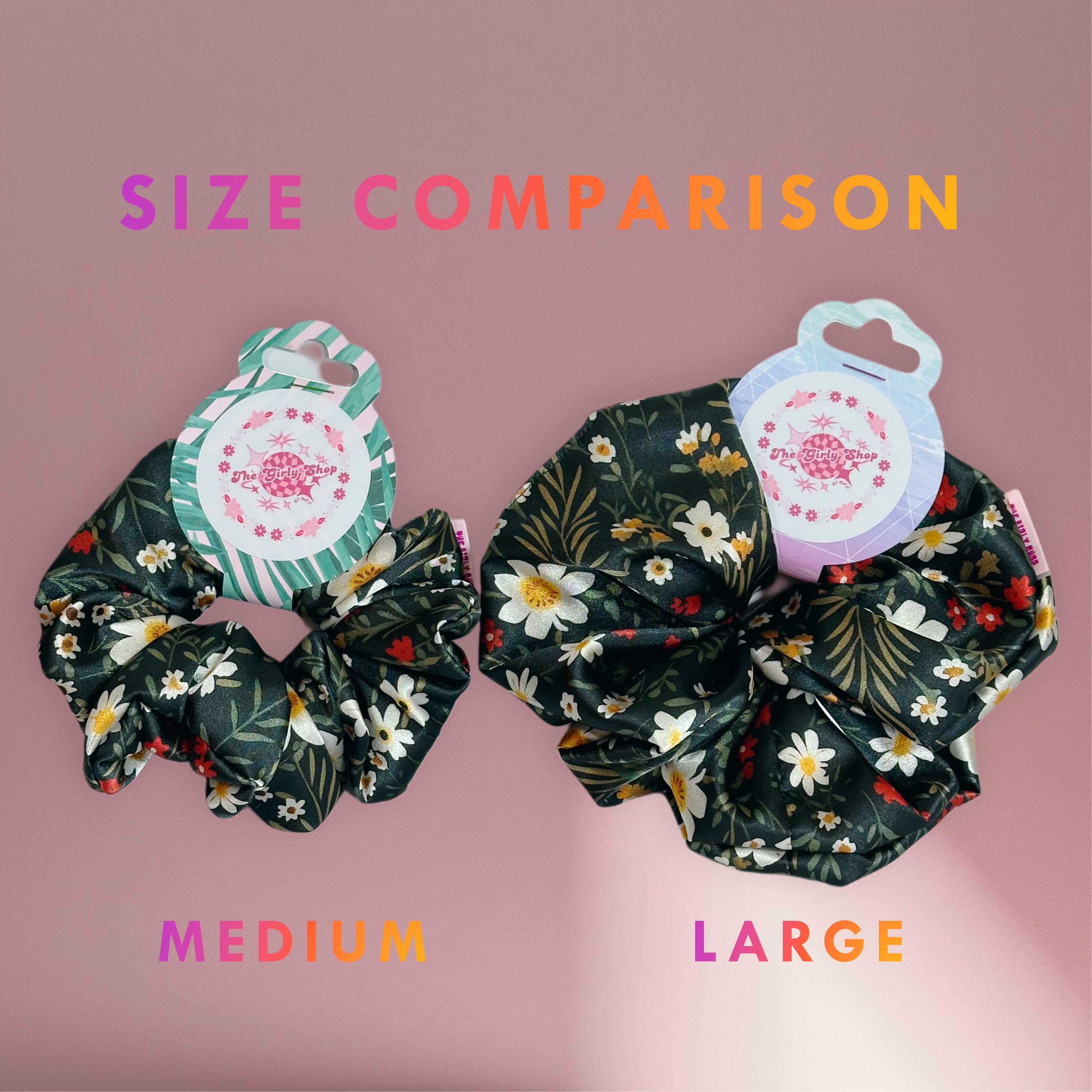 SCRUNCHIE - Dark Daisy Garden (Size: Large)