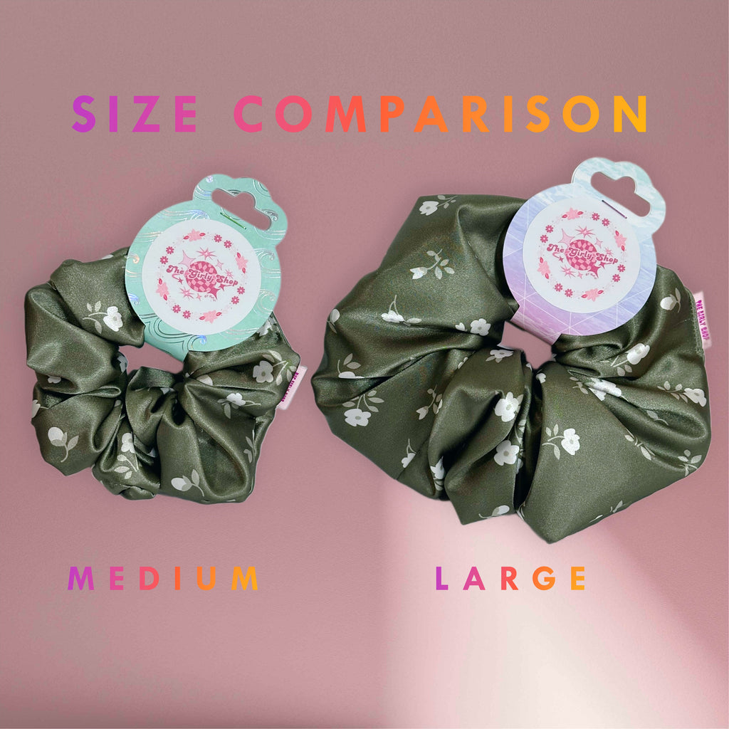 SCRUNCHIE - Dark Green Ditsy (Size: Large)