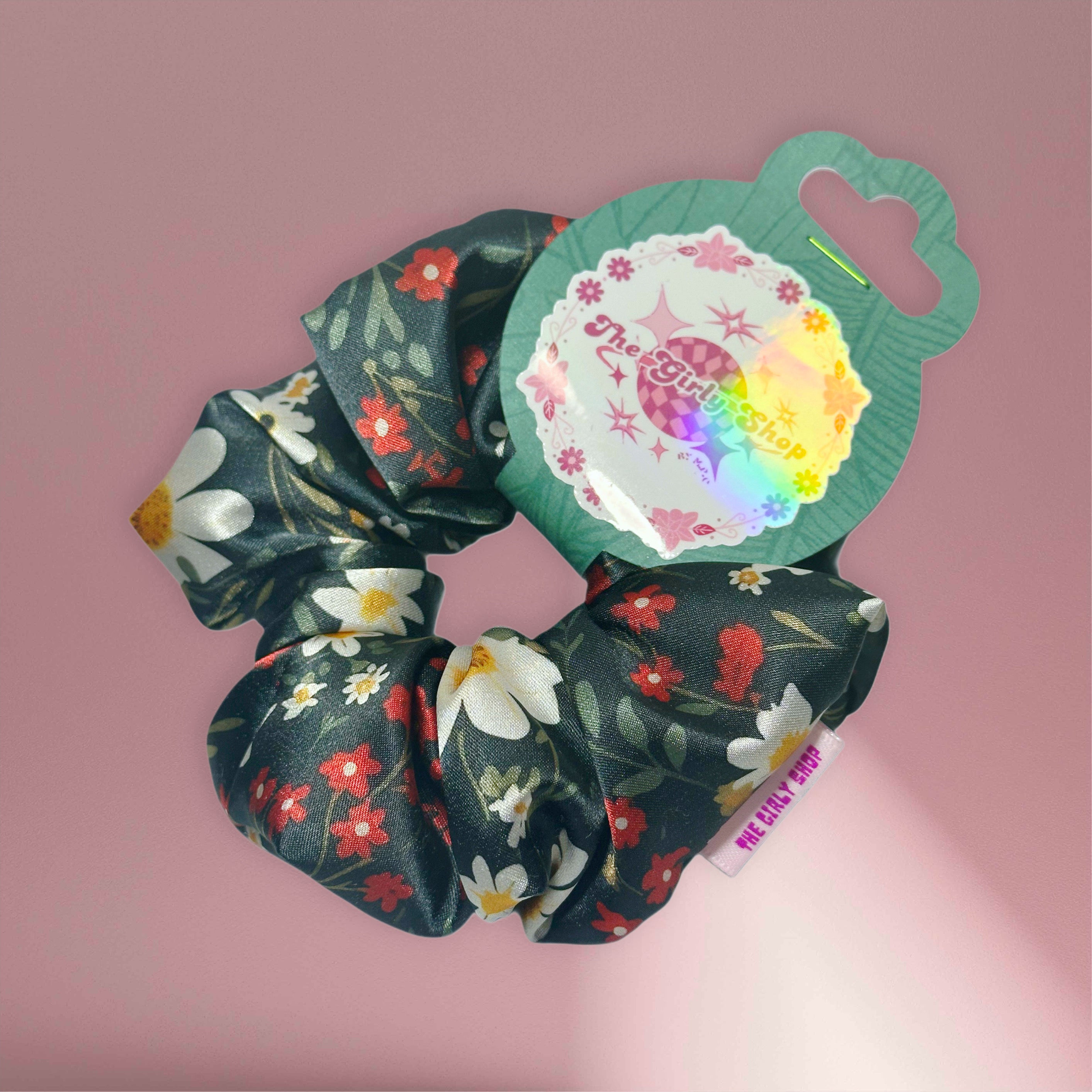 SCRUNCHIE - Dark Daisy Garden (Size: Large)