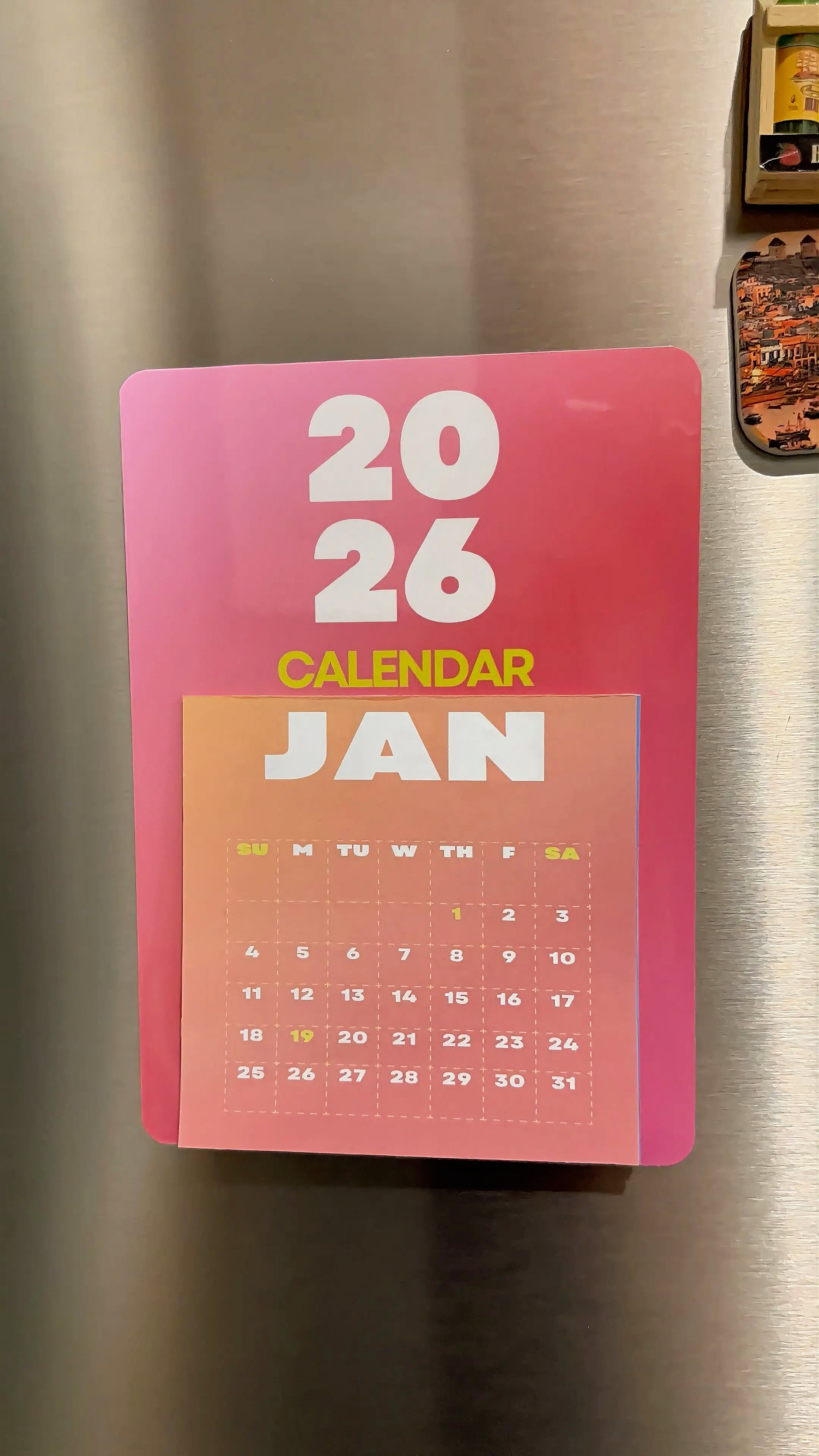 2026 Calendar Fridge Magnet - Bright Colors