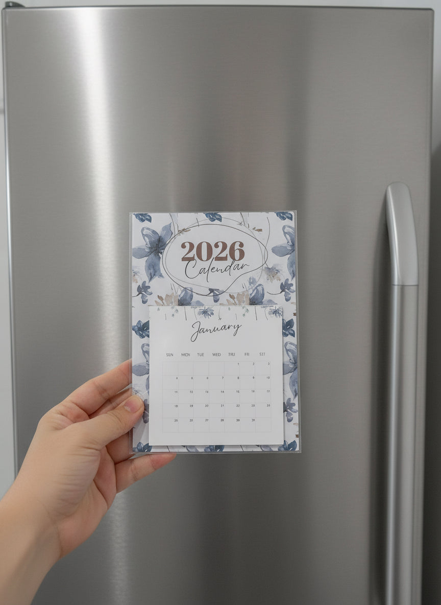 2026 Calendar Fridge Magnet - Soft Blue