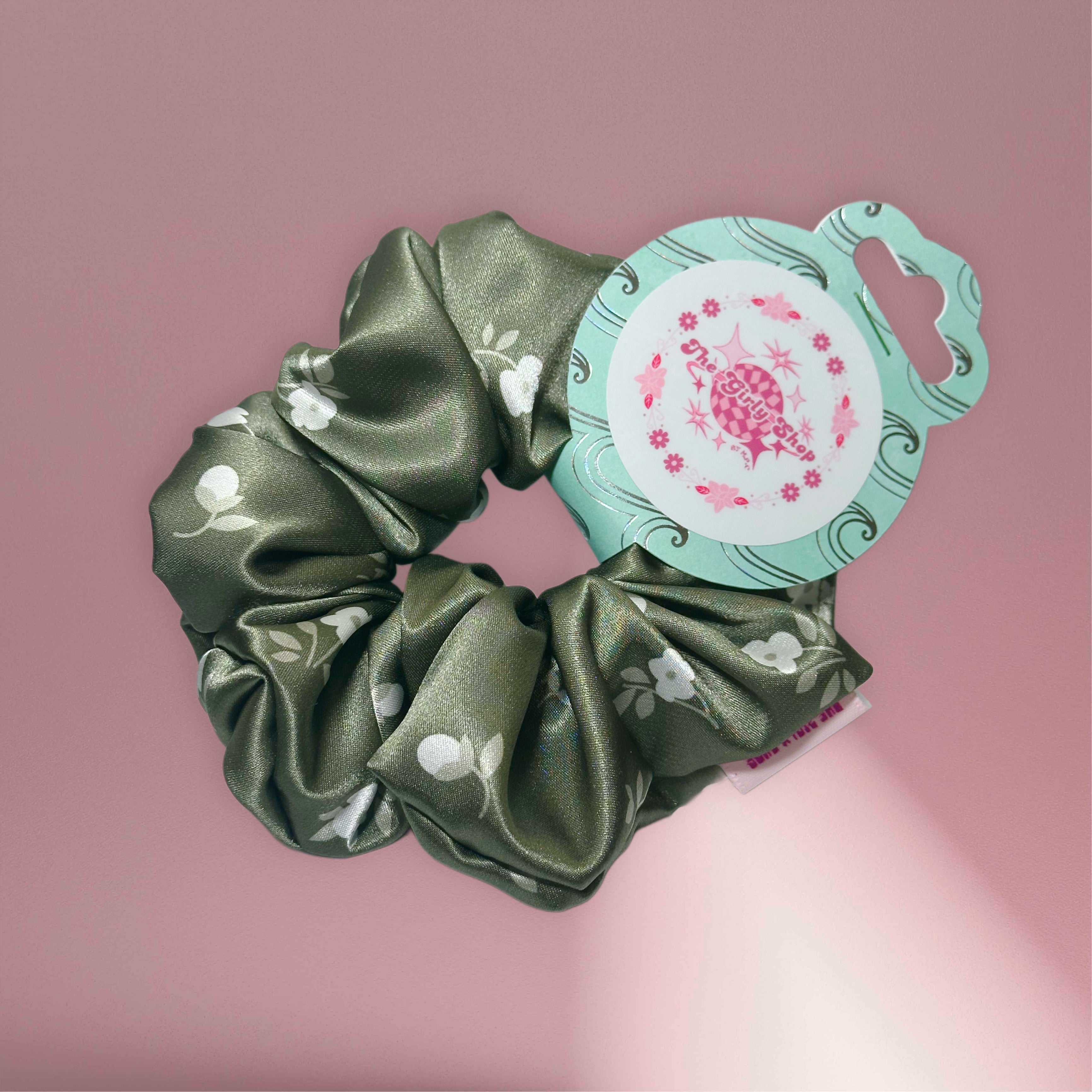 SCRUNCHIE - Dark Green Ditsy (Size: Large)